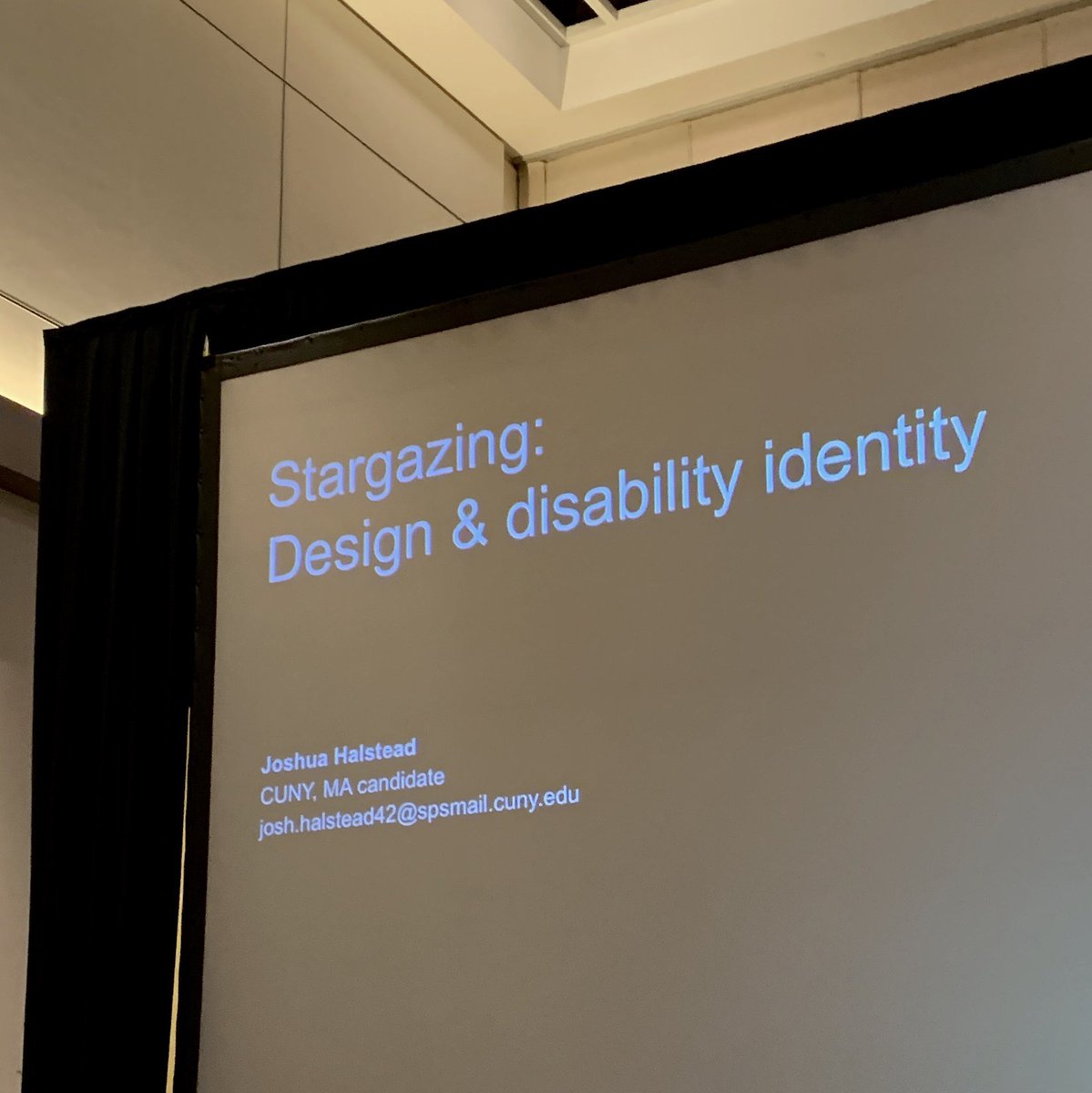 PorPortPorter's tweet photo. Incredible talk by @Josh_A_Halstead about shifting the disability paradigm; from a problem of the body, to a problem of the environment, to an identity to be honored. #AIGAdesignconf https://t.co/QqEa40n2y1