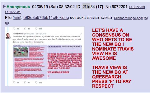 Freddy Benson nominates me to be the new Board Owner of /qresearch/.I am flattered, and I would be my honor to be the new /qresarch/ BO, but this will do nothing to help the false claims that I am actually Freddy Benson.