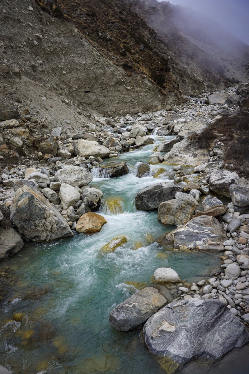 sairabhatti's tweet photo. “Music comes from an icicle as it melts, to live again as spring water.” ~Henry Williamson @Sony #travelphotography #sonyalpha6000 #landscapephotography #dingboche #himalayas #nepal #trekkinginnepal #glacialriver https://t.co/qAwJbbgo70