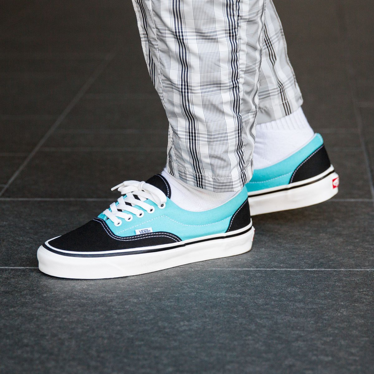 aqua and black vans