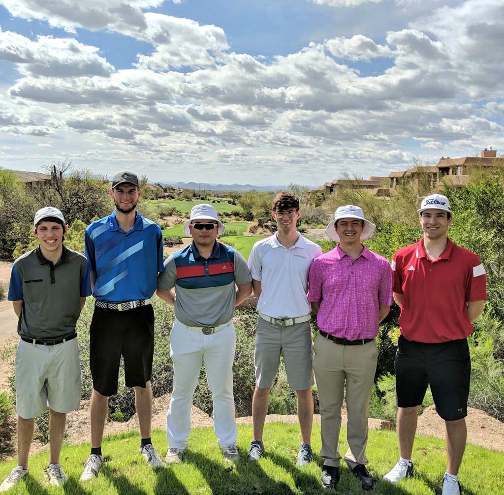 CoachJonLester's tweet photo. Welcome to desert golf!!! Thanks to alum #twitterlessGarrettManship who's donation to the golf program made this round at @TroonNorthGC possible!! #OurALUMNIareAWESOME #goROSE #Phoenix2019 @rhitsports https://t.co/vdCp8p17QH