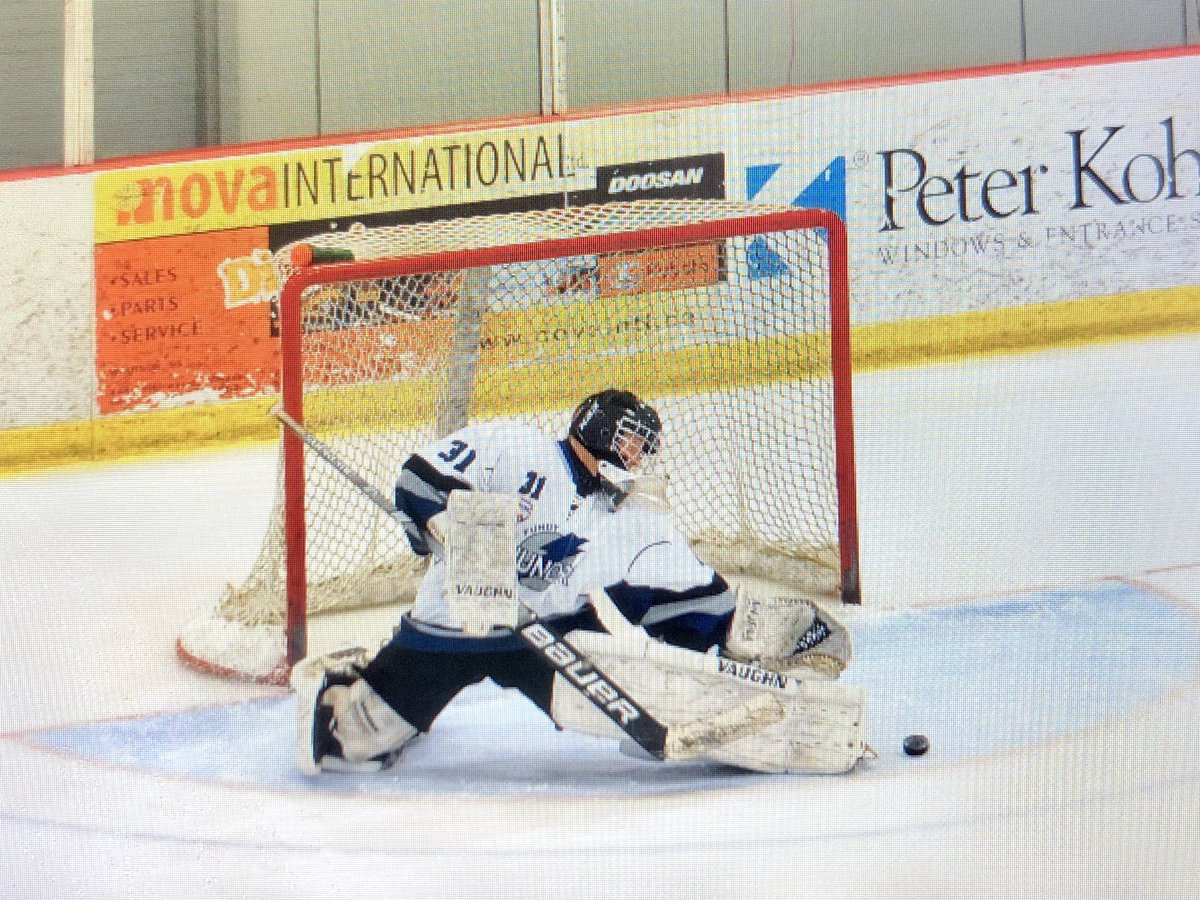 White with a big toe save to keep this game even with less than 2 mins left on the clock! <a href="/NSAdmirals/">THE Admirals Hockey Club</a> <a href="/fundythunder/">fundythunder</a> @NSMMAAAHL
