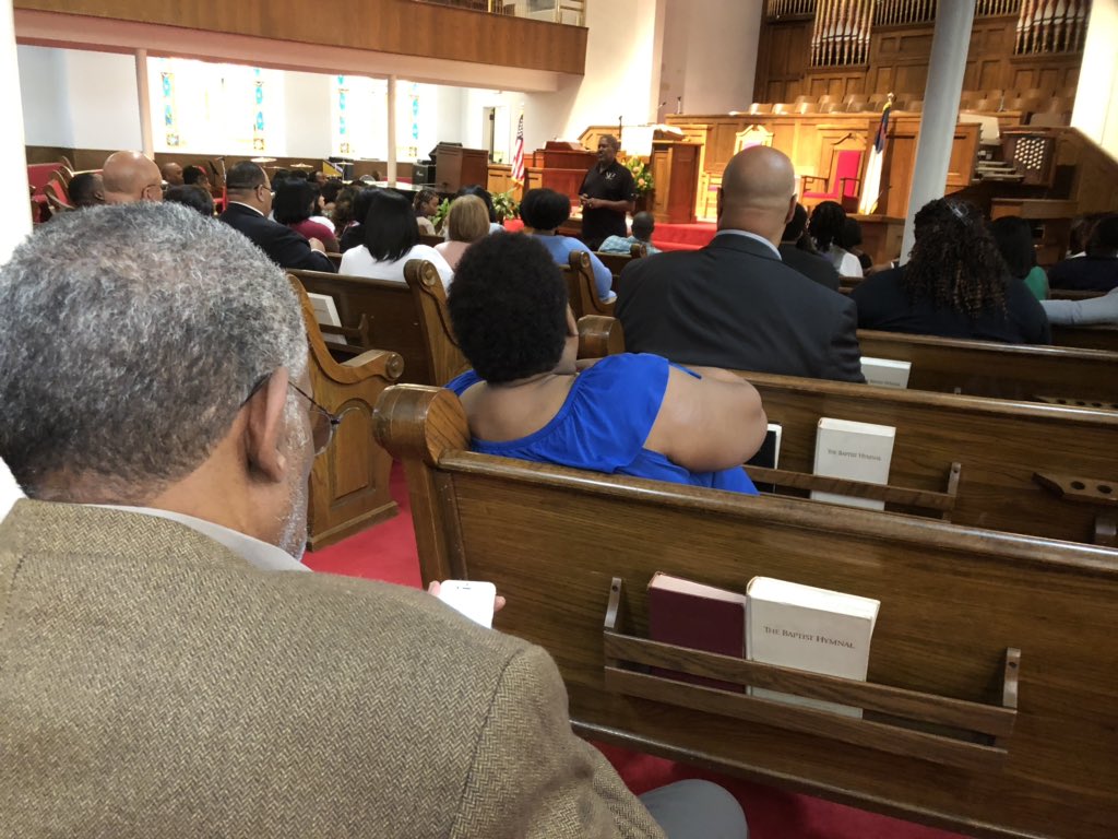 kenlemonWSOC9's tweet photo. Packed pews at the 16th Baptist Church where 4 innocent girls were killed in a bombing on Sept. 15, 1963. The #civilrights movement led to hiring black journalists. A slice of #nabjr319 #nabjtrains @NABJ @NABJREG3 https://t.co/YAWbiPNilV