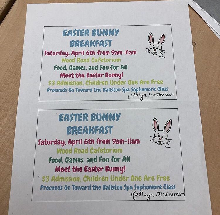 amgorman1's tweet photo. Shout out to the BSpa Class of 2021 Student Council for hosting the Easter Bunny Breakfast at Wood Road Elementary this morning. Proud of my son Michael for wearing the Bunny costume too 🐰🥕  @BSPAHS @BSCSD https://t.co/N38d7JRg7Z