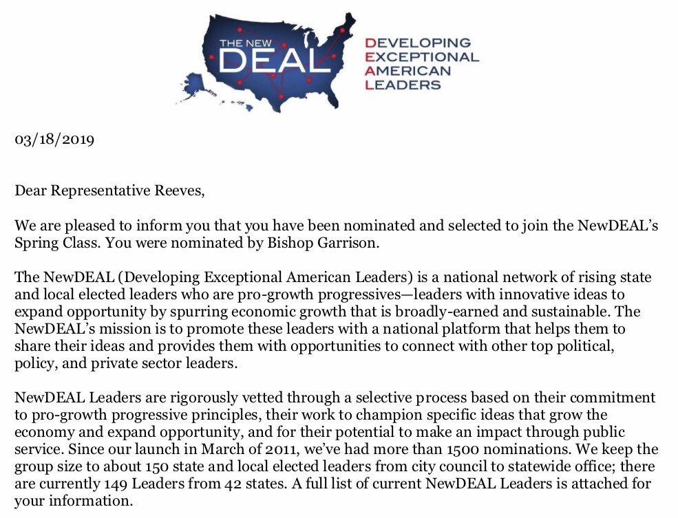 KristineMReeves's tweet photo. Honored by @TrumanProject’s @BishopGarrison nom. & selected to join 2019 @NewDEALLeaders! As only #econdevo in #waleg, keenly aware impact decisions made have on #workingfamilies. I’ll keep #fightingforfamilies & #puttingpeoplefirst in work to build econ. works for ALL in WA! https://t.co/pK9VGe7hnM