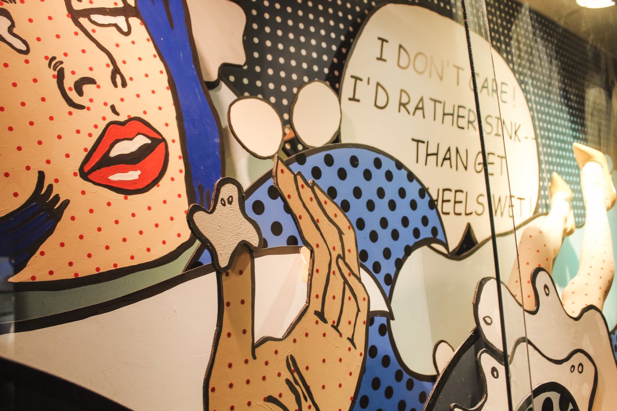 FIDM's tweet image. #FIDM Visual Communications students recently completed window displays for their &quot;Design Installation&quot; class. Their theme was centered around &quot;The Art of Fashion,” where each group was assigned different movements in art! Make sure to check them out at #FIDMLA!