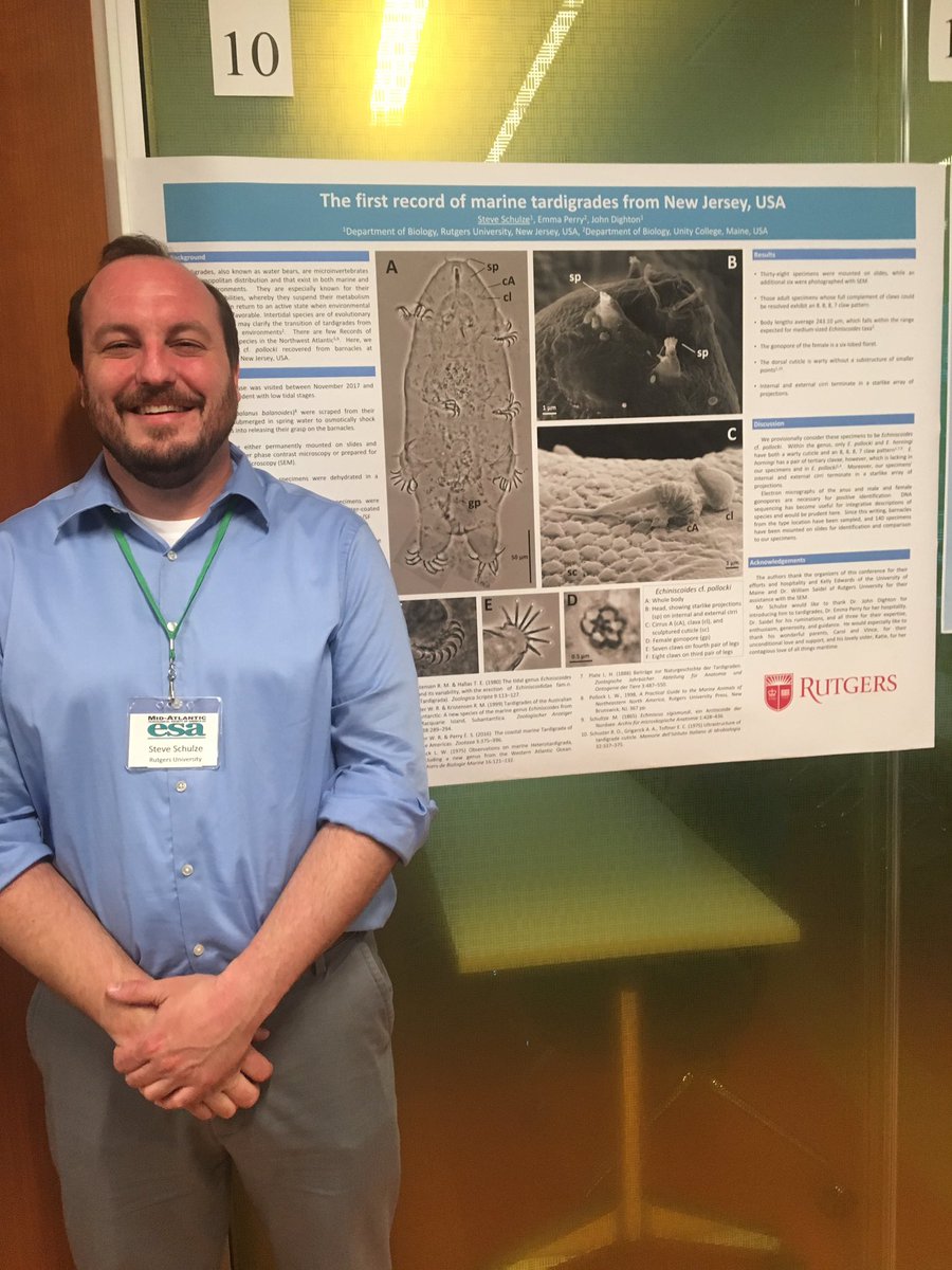 ThatOakDuet's tweet photo. Steve Schulze from @RutgersU with his marine #tardigrade. Fun times and water bears at #midatlanticesa! #scicomm https://t.co/N4t1rjwuvz