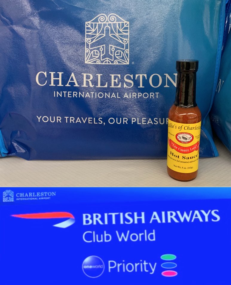 Flying high in the VIP bags for British Airways! We welcomed the first passengers from London into Charleston, SC with a taste of the Lowcountry. <a href="/British_Airways/">British Airways</a> <a href="/iflyCHS/">Charleston International Airport</a> <a href="/CertifiedSC/">CertifiedSC</a> <a href="/ShopLocalSC/">SC Specialty Food Association</a> #charleston #southernfood #hotsauce #explorecharleston #southernliving