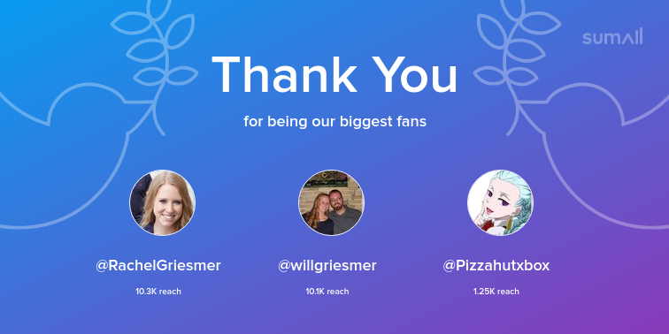 9giveaway's tweet photo. Our biggest fans this week: @RachelGriesmer, @willgriesmer, @Pizzahutxbox. Thank you! via https://t.co/zIxU59sspv https://t.co/ycQF8ml7Zv