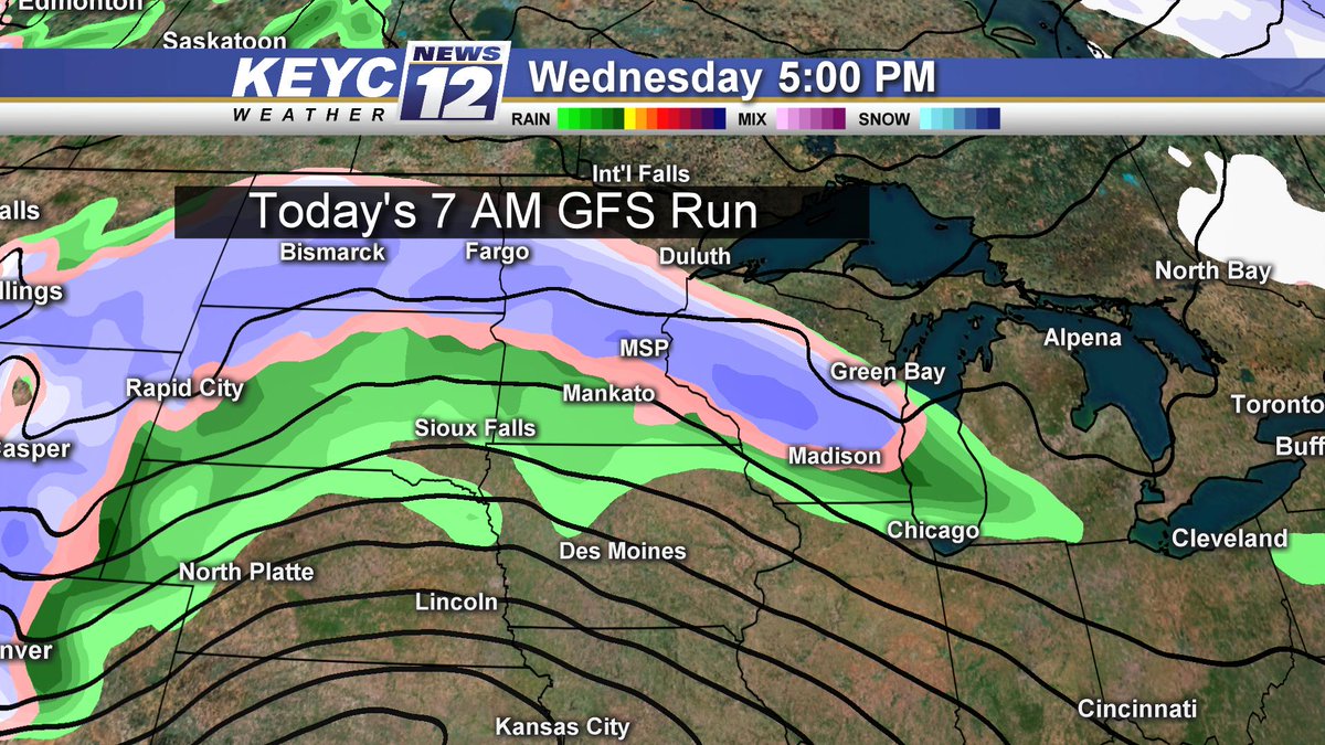 EcklJoshua's tweet photo. What 24 hours can do to a forecast... Still going to have to monitor where exactly this system will set up. For now watching for the development of snow mix through parts of Minnesota come Wednesday, Thursday and Friday. #mnwx #forecastingproblems https://t.co/XU9IGYWBWH