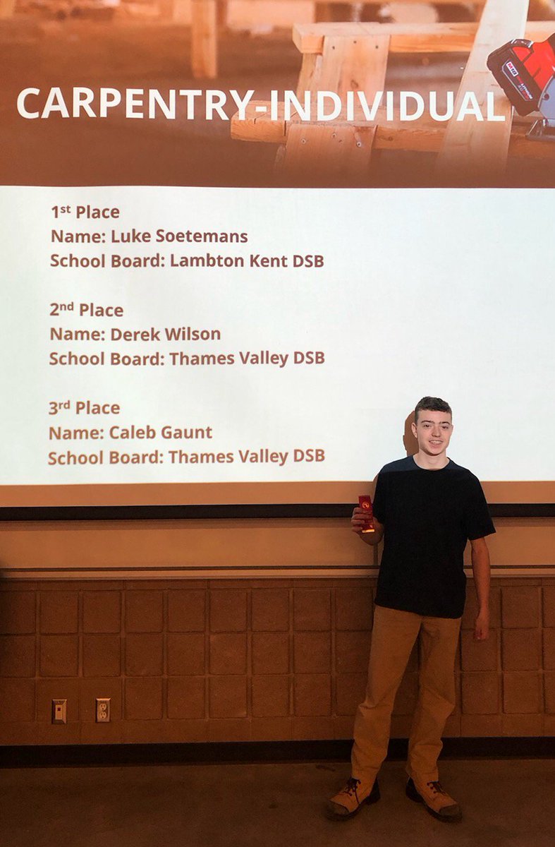 LKDSB_SHSM's tweet image. Congratulations to SHSM students Justyn Archer and Luke Soetemans who won their Skills Ontario qualifying competitions in Welding and Carpentry, respectively!