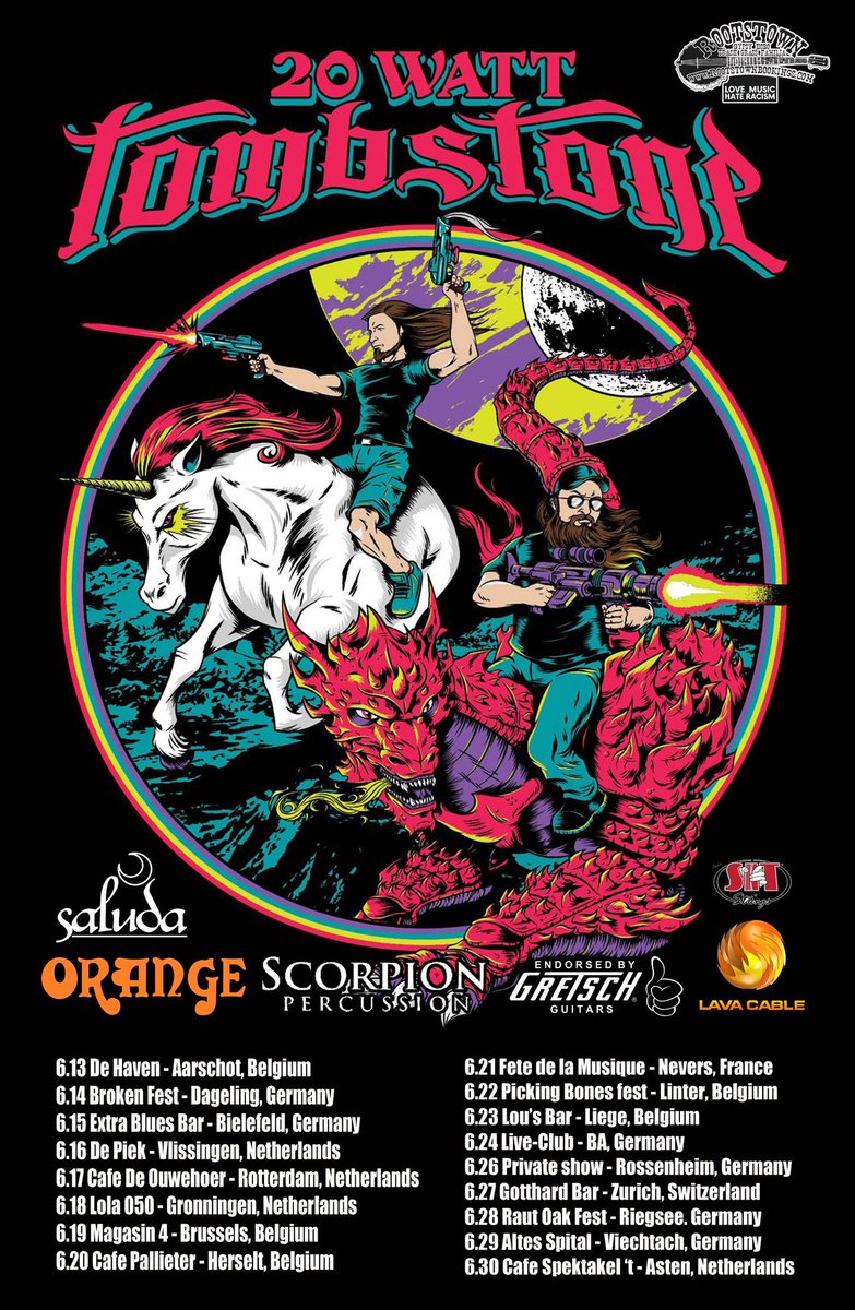 20watttombstone's tweet photo. #europeantour #makeamericaloudagain can't wait til this tour! Who's coming? #livemusic #artwork #unicorns #dragons #StonerRock https://t.co/HnGXhFxuUm