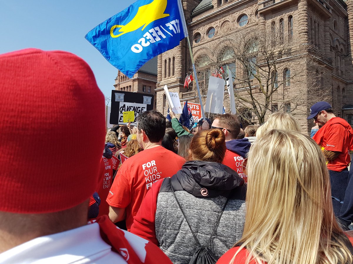 Along with fellow members of #OSSTF District 8, #AMETFO and almost 30 000 people who support public education we participated in the #rallyforeducation. As parents, rural constituents and educators we  BELIEVE in public education as being the equalizer! #NoCutstoEducation