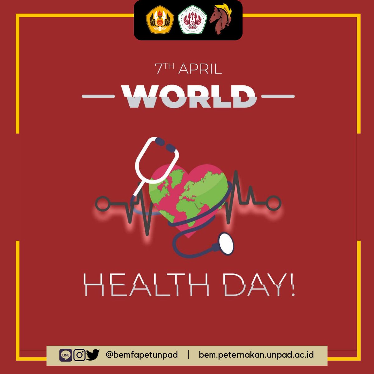 [HARI KESEHATAN DUNIA]
Hallo warga kema Fapet!
Tanggal 7 April telah ditetapkan sebagai hari kesehatan dunia. Hari kesehatan dunia diselenggarakan untuk memperingati berdirinya WHO dan isu kesehatan global.
Tetap jaga kesehatan ya Kema Fapet😊