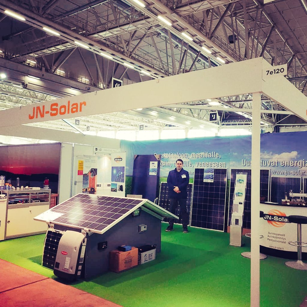 JNSolar's tweet photo. Viimeinen päivä alkamassa kevätmessuilla. Tervetuloa tutustumaan tuotteisiimme ja kuumiin messutarjouksiin! https://t.co/ckGgIFGse9