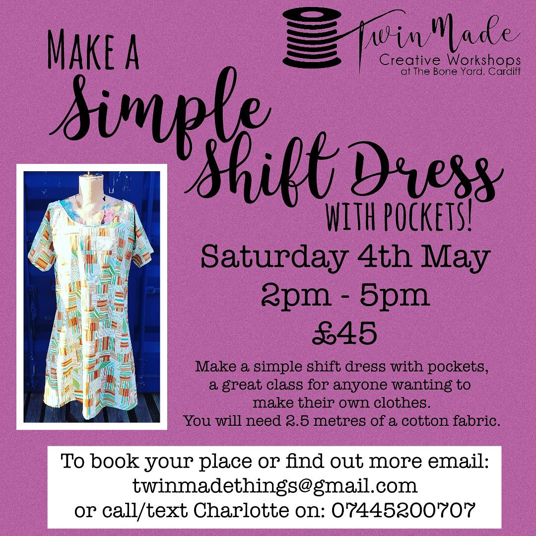 Twin_Made's tweet photo. Saturday 4th May - Simple Summery Shift Dress at the @BoneYardCardiff This class is perfect for absolute beginners or those wishing to cover the basic dressmaking techniques.
#Cardiff #Canton #Pontcanna #Workshops #sewing #making #beginnerssewing #learntosew #pockets #sewaskirt https://t.co/1nUcJendzK