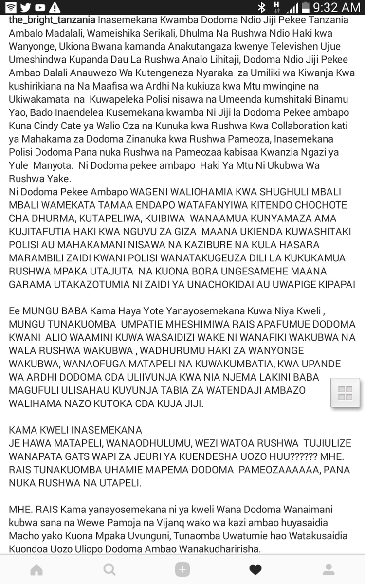 INASEMEKANA DODOMA PANANUKA RUSHWA (MAHAKAMA, POLISI,UTAPELI WA WAZI ARDHI KIZAZI CHA CDA BADO KIPO LILIVUNJWA JINA TU. KAZI KWENU WAHUSIKA, DODOMA IPENI HESHIMA NA HADHI YAKE MSIKIMBILIE KWENYE MEDIA KUZITUMIA KAMA KICHAKA CHA KUFICHA UOVU MNAOUTENDA, MSAIDIENI MHE. RAIS