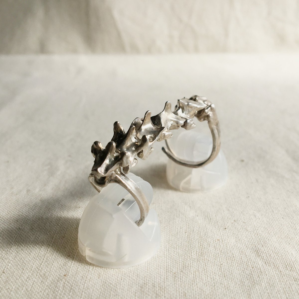 舎利猫 On Twitter カラスの頚椎のアーマーリング 傲慢 指に頚椎がそのまま乗る様な形で装備されます 指を曲げやすい仕様でリング サイズも調節可能 少し変わったデザインのアーマーリング 店頭にて試着もできます Egoさんの作品