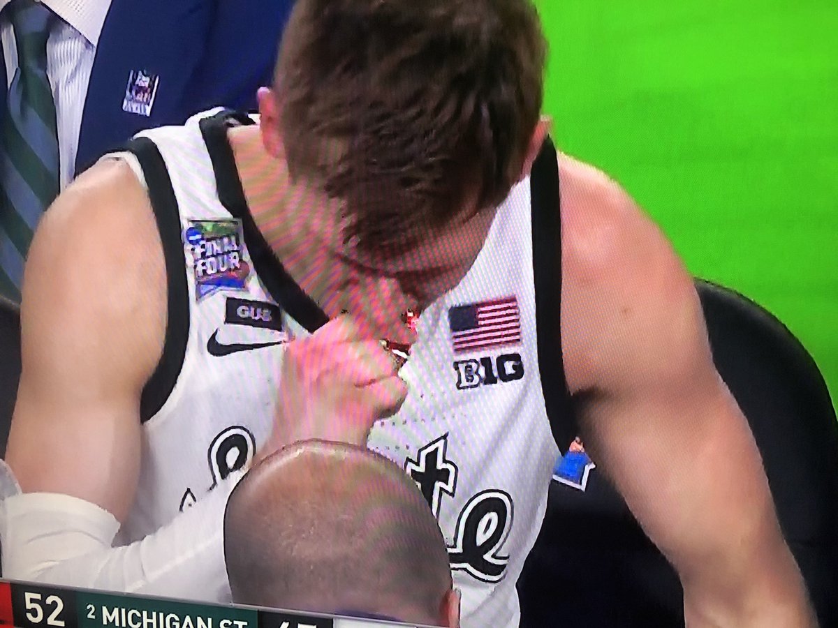 MSU’s McQuaid just took CrampsAWAY Pro <a href="/tracywolfson/">Tracy Wolfson</a> #FinalFour️ #MSU