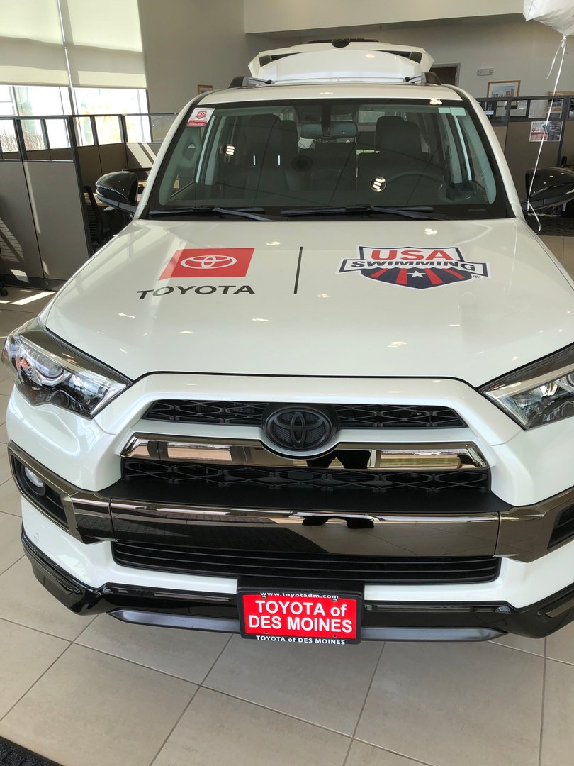 toyotadm's tweet photo. Toyota is set to partner with six new sports for the 2020 Summer Games in Tokyo - skateboarding, surfing, wheelchair basketball, swimming, triathlon and track and field. Proudly displaying the USA Swimming emblem on this new Toyota 4Runner in our showroom! #LetGoPlaces #Tokyo2020 https://t.co/73XJzDI6WS