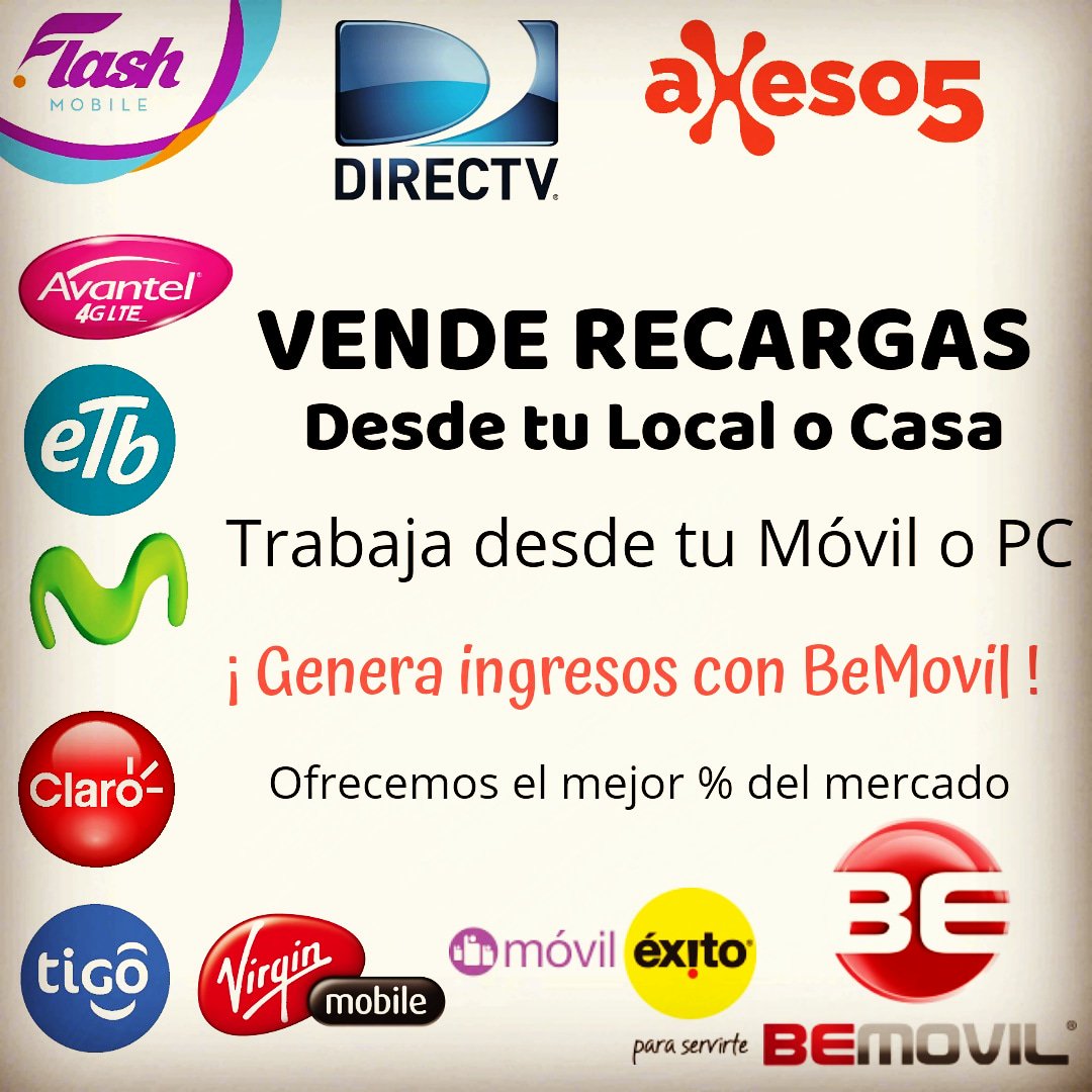 Vende Recargas desde tu Local o Casa con tu móvil o PC.

¡Genera ingresos con BeMovil!

Ofrecemos el mejor % del mercado.

Contáctanos para mayor información.

wa.me/573053561855

#BeMovil #BeMovilRecargas #IngresosExtras #Recargas