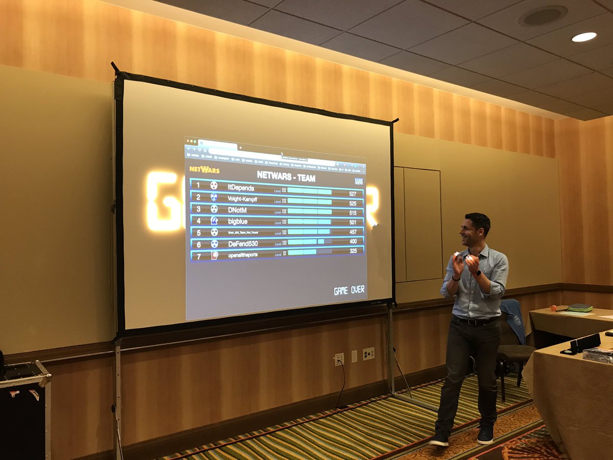 packetengineer's tweet photo. I wanted to take a moment to thank @aboutsecurity @SecurityMapper and @eric_conrad for a great class this week at #SANS2019 Orlando. #SEC530 was a great fun and learning experience, coupled with a final day Defend the Flag. Thanks for everything. Your the reason we attend!! https://t.co/mJT62D1Cxp