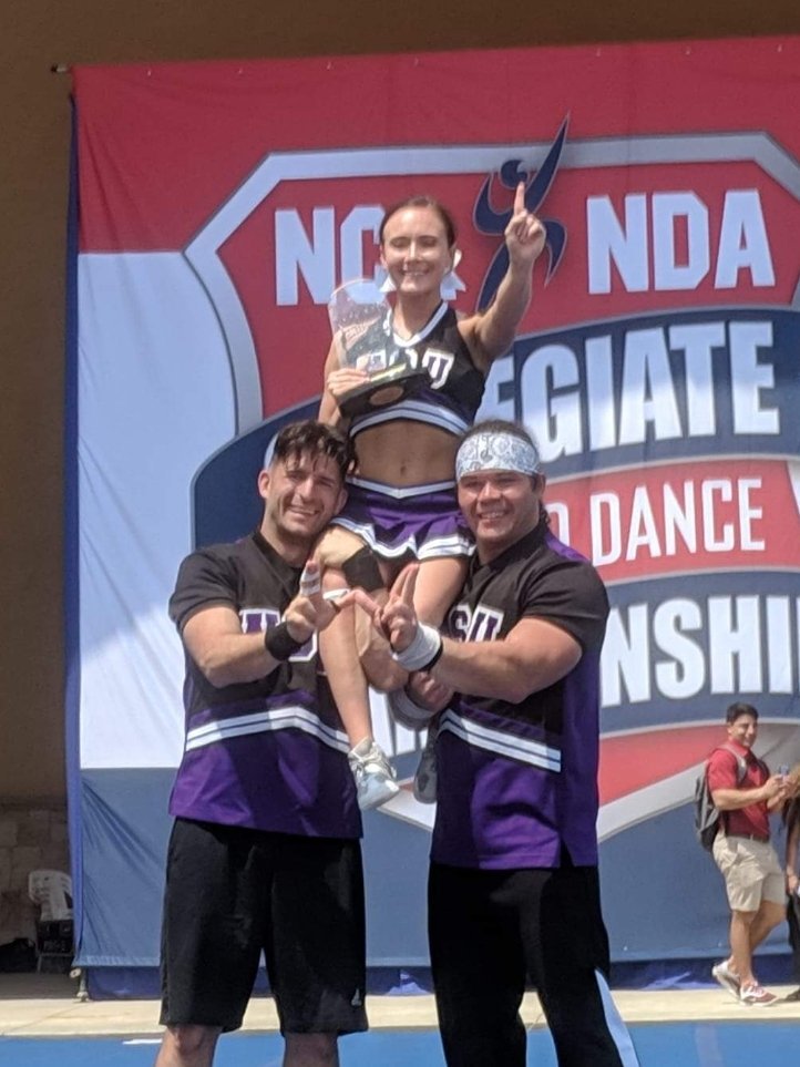 Mekenzie Grabau added to her prestigious college career with a NCA National Partner Stunt Title! #OnceALion