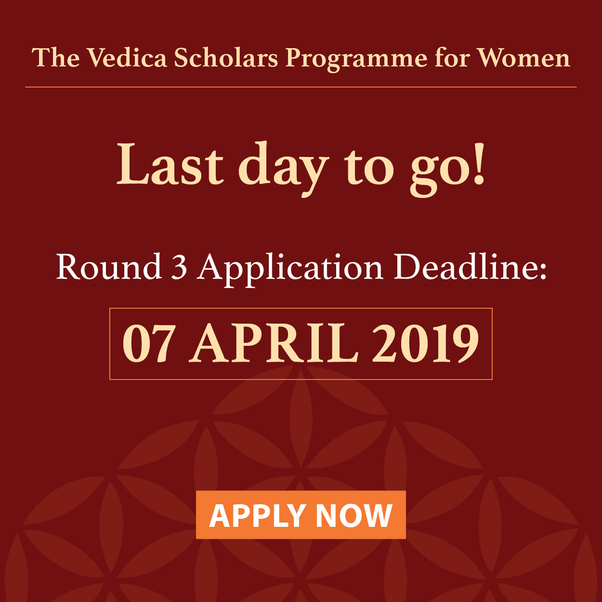 Vedica (@vedicascholars) on Twitter photo Last day to go! Complete your application & secure a seat at one of the most transformational #managementprogrammes in the country - bit.ly/2TMmLbz. Fresh registrants- bit.ly/2tu14RK
Need assistance? admissions@vedicascholars.com | 9643984938
#ThinkVedica Last day to go! Complete your application & secure a seat at one of the most transformational #managementprogrammes in the country - bit.ly/2TMmLbz. Fresh registrants- bit.ly/2tu14RK
Need assistance? admissions@vedicascholars.com | 9643984938
#ThinkVedica