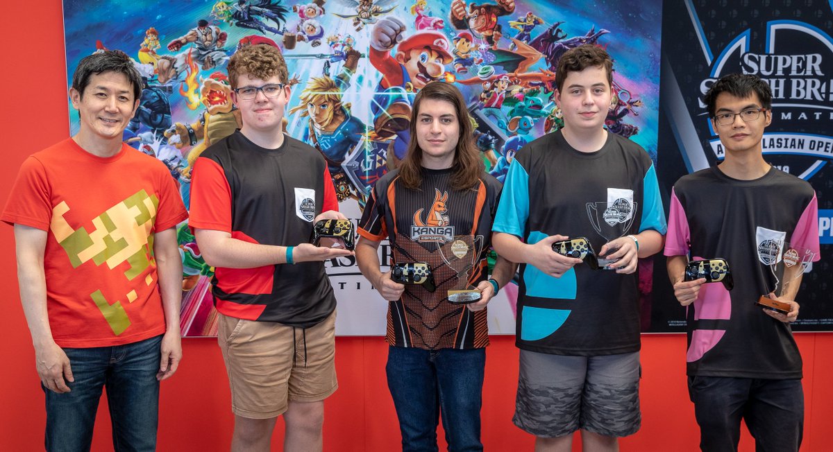 Presented by our MD, Mr. Yoshimura, meet your AUNZ #SmashBrosUltimate World Championships team, who’ll head to L.A. in June:
 1st: Ghost 
 2nd: SebPro101
 3rd: Ichigo
 4th Pillow Talk
Congrats also to our other finalists for your valiant efforts: con_lias, Narth, LoneZen &amp; JDash!