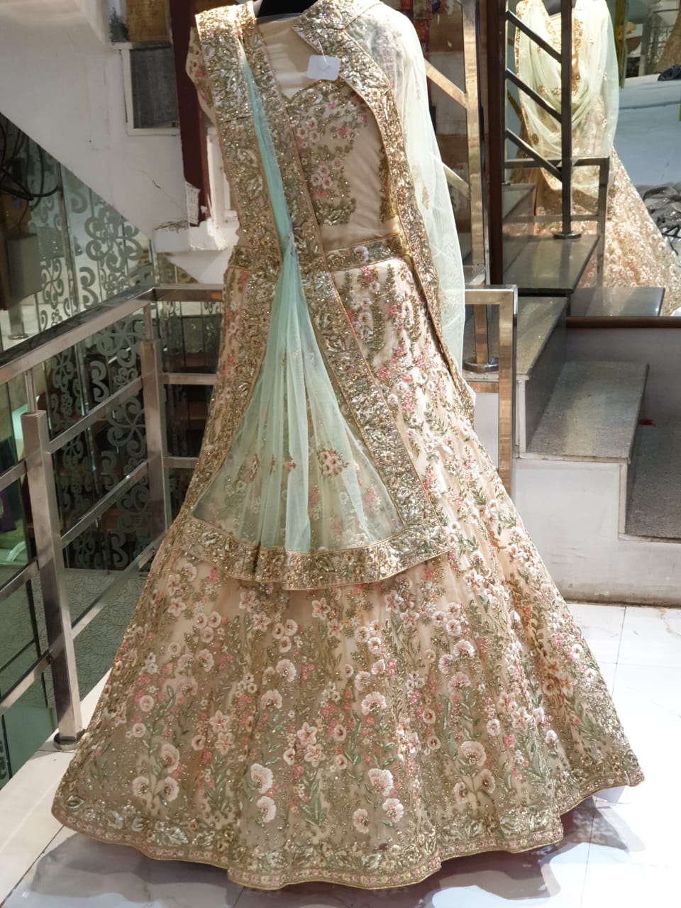 Fabric: Net Pattern: Embroidered Gowns 31, Green at Rs 3000 in Mumbai