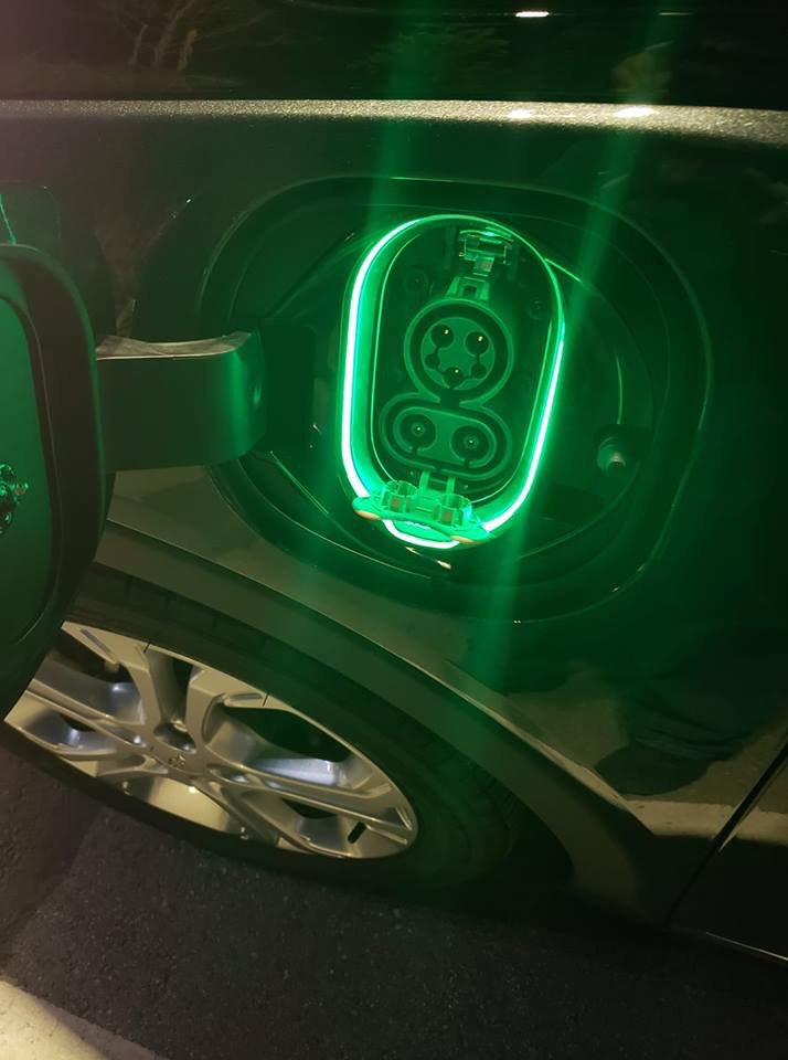 WRVoltec's tweet photo. Tony C. shows us his #BoltMod that his dealership installed. Chevy accessories website states charge port Illuminator part $325 and $185 to install, but different dealerships have various quotes https://t.co/78MBXfVl2W
