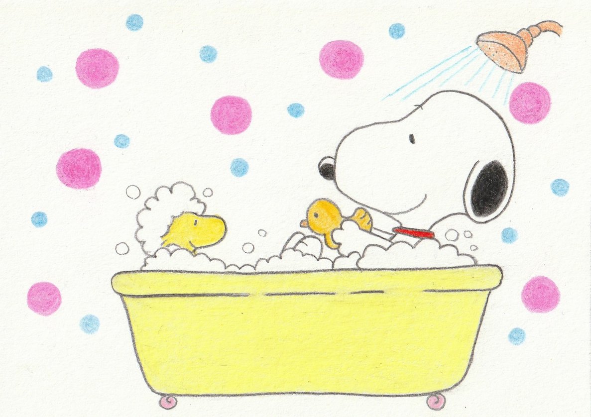 Sima 楽しいお風呂タイム イラスト スヌーピー Illustration Snoopy