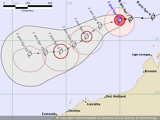 BOM_WA's tweet photo. Tropical Cyclone Wallace lies over open water well to the northwest of the Kimberley coast. Wallace will not directly impact the WA coast over the next few days. #CycloneWallace https://t.co/B1MVXBYXhh https://t.co/IarnnDdvPp