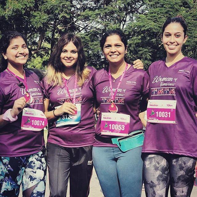 The gleaming women of Tomorrow. 
#pinkathon #pinkathonforever #running #womenrunning #womenrunners #wealsomaketomorrow #tatasteel #india #fitnessmotivation #fitness #friends bit.ly/2CZ1jd2