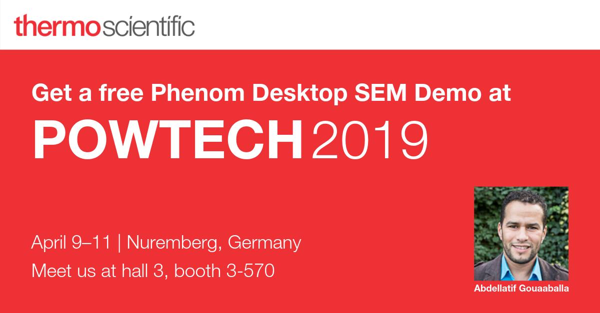 PhenomWorld's tweet photo. Want to learn how desktop SEM can optimize your analysis? Meet our #desktopSEM specialists at #POWTECH2019. Find out more about the system we're demonstrating here » https://t.co/Q9oqxckuk9 https://t.co/7JSOTcZgGR