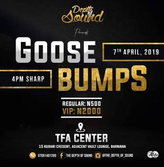 thisis_DOS's tweet photo. Today is #GOOSEBUMP day!!!

Join us for our live concert today at TFA CENTER, Burnawa, Kaduna 

There's a free face painting for the first 8 people to arrive at the Venue 💯
4pm sharp

Regular: 500
VIP: 2000 https://t.co/YlQM06As4v