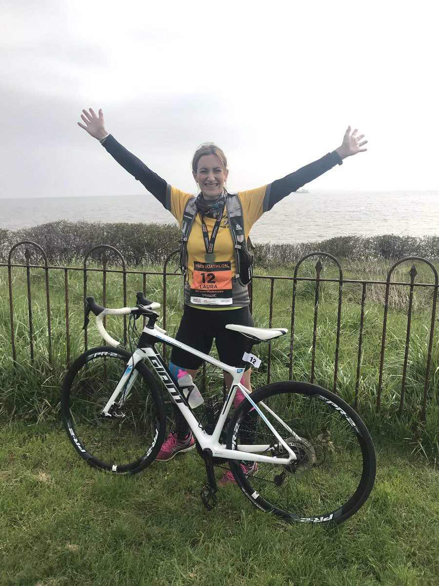 I did it!! Unofficial time 1hr54.. mega pleased after a fab morning doing a great event! #firstduathlon #thewalesduathlon #runbikerun #hills #toughrunner