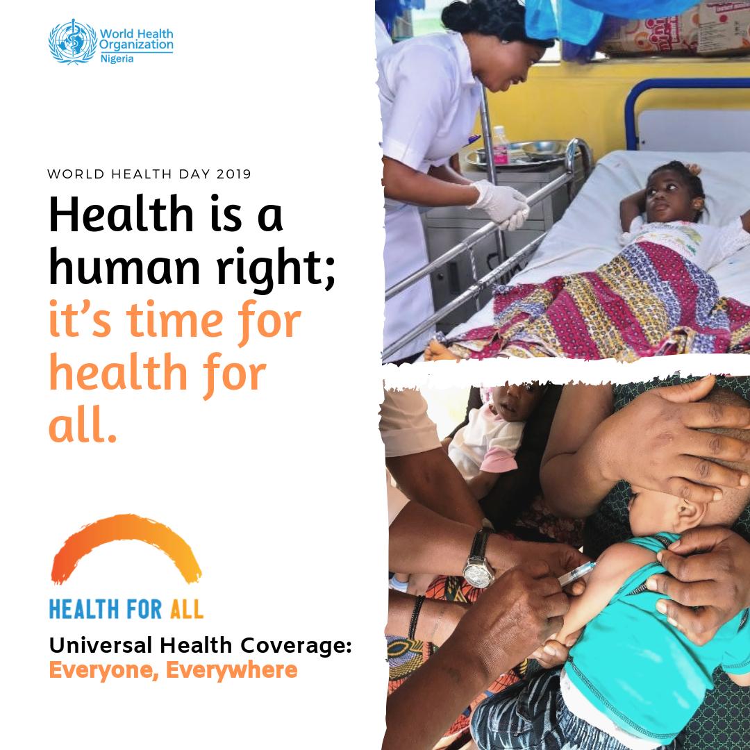 ToyinSaraki's tweet photo. @WHONigeria @WHOAFRO @WHO @DrClementPeter @RMpazanje @CWarigon @BrakaFiona @Francisukwuije @DrMosesOngom @IsaacFAdewole @UN_Nigeria Happy #WorldHealthDay2019 #HealthForAll is a Human Right, it's truly time for health for all!

#WorldHealthDay2019 
#UniversalHealthCoverage 
#EVERYONE 
#Everywhere

@WHO @WHOAFRO @WHONigeria @MoetiTshidi @mwelentuli @DrTedros @world_midwives @wellbeingafrica @WBWVoices @Wavaorg https://t.co/tyst8vkaKy