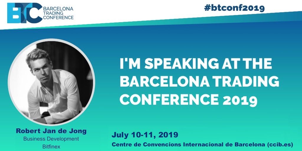 SPEAKER UPDATE: Barcelona Trading Conference 2019 adds Robert Jan de Jong as its latest speaker - don't miss a thing July 10-11 buff.ly/2u2S5Yg <a href="/bitfinex/">Bitfinex</a> #btconf2019