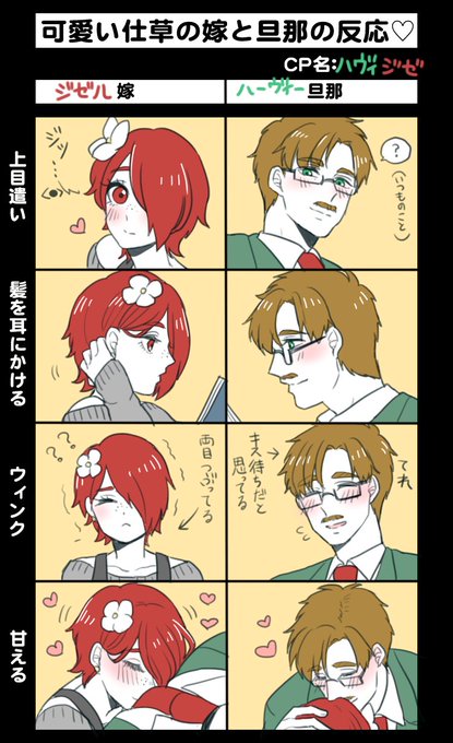 可愛い仕草の嫁と旦那の反応のtwitterイラスト検索結果