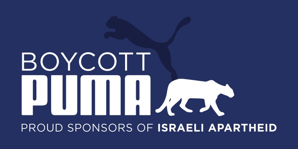 MunaAlalul's tweet photo. Whilst @PUMA remain proud sponsors of Israeli apartheid, people of conscience are left with no choice but to support the Palestinian call to #BoycottPUMA. The enjoyment of sports should not be at the expense of human rights. #dropPuma https://t.co/N9tBhVR14z