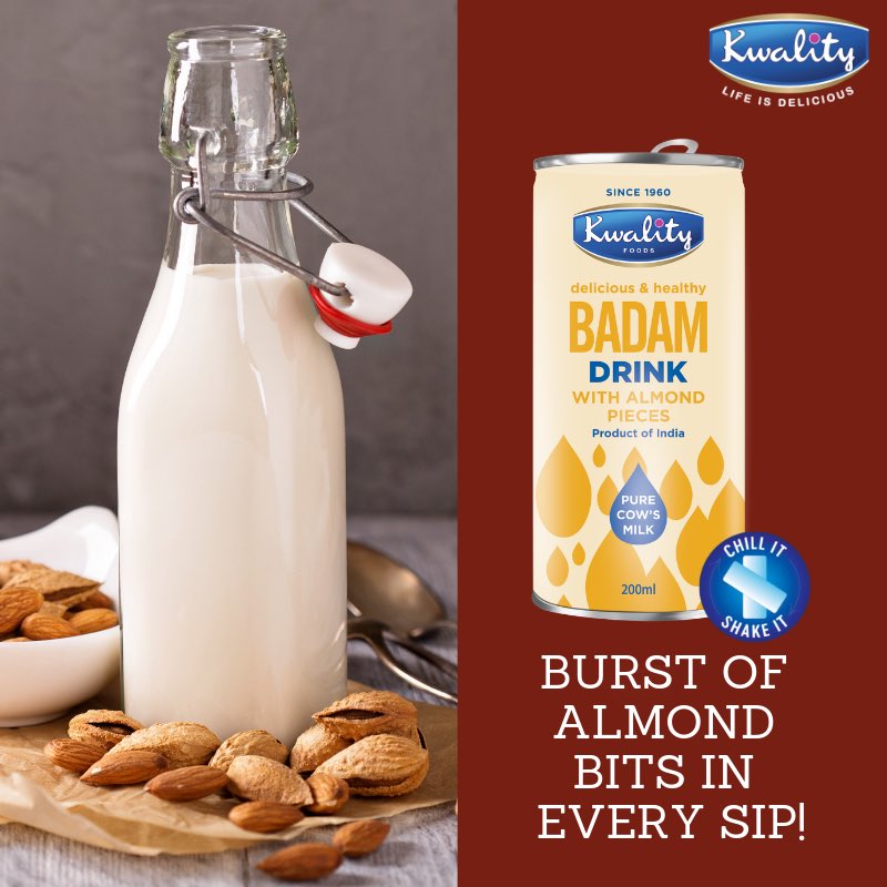 KwalityGlobal's tweet photo. Kwality Badam Drink - delicious and refreshing for a hot summer day! 😍
. 
.
.
.
.
#Kwality #Lifeisdelicious #Kwalitytime #dairymilk #Love #milk #flavouredmilk #yummymilk #badammilk #badam #almondmilk #almond #beverage #coldbeverage #tasty #love #delicious #almondbits https://t.co/79fYqrolzt