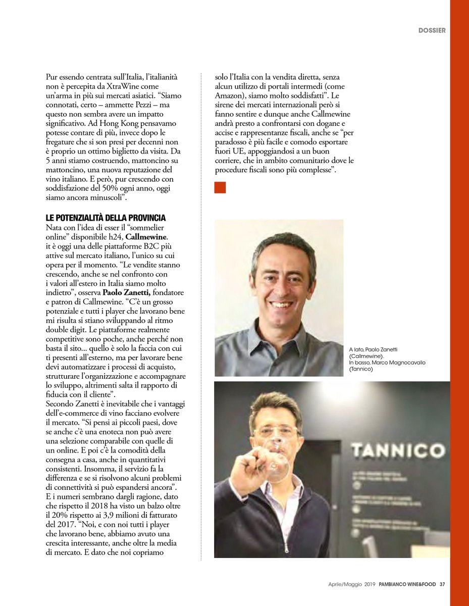 L'e-commerce del #vino cresce anche in #Italia. Un approfondimento su <a href="/pambianconews/">PambiancoNews</a> Wine&amp;Food con <a href="/tannico_it/">tannico.it</a> <a href="/xtrawine/">xtraWine</a> <a href="/Callmewine/">Callmewine</a> 

#ecommerce #wine #winenews #winejournalist