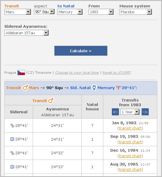 Sidereal Chart Calculator