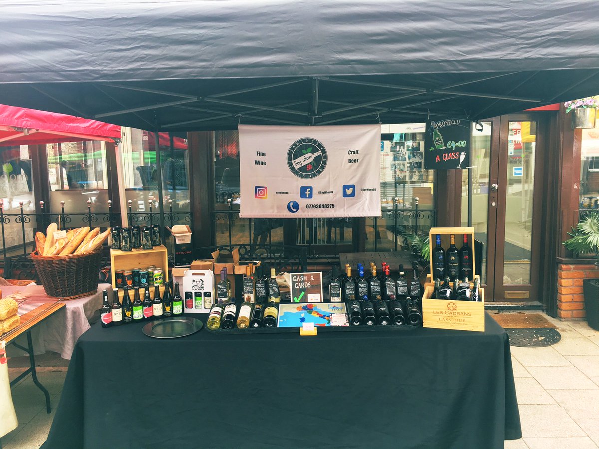 All set up and ready to go! Join us for some wine samples today @HMoorMarket 10.30-2.30pm