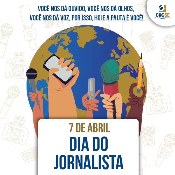 CRC_SE's tweet photo. Uma homanagem do CRCSE a quem transforma palavras em histórias, parabéns jornalista! 👏🏽👏🏽 #diadojirnalista #crcse #7deabril https://t.co/YnlypIYEIJ