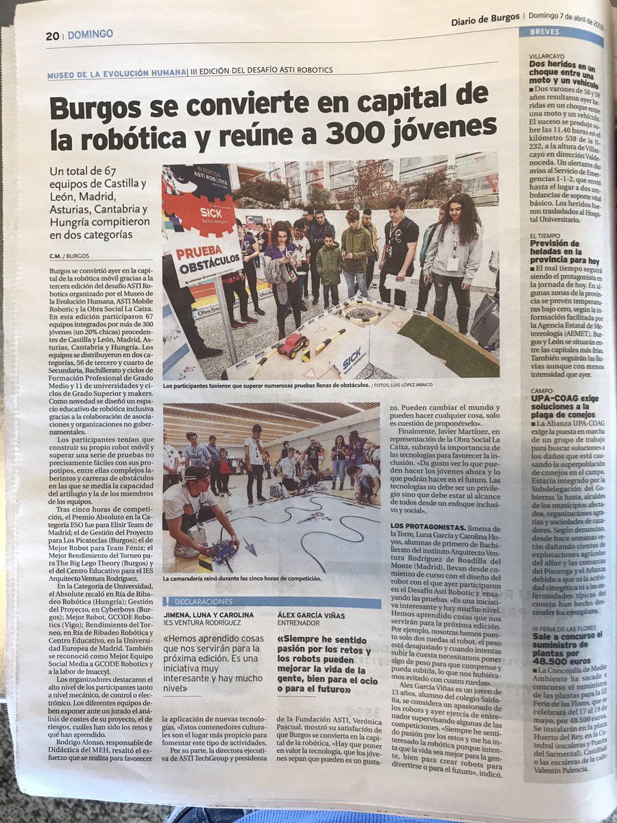 RubenMG_Burg's tweet photo. La prensa se hace eco del éxito de @AstiChallenge #ASTIrobotics
Gracias a todos los que lo habéis hecho posible https://t.co/09RJpWWhRI