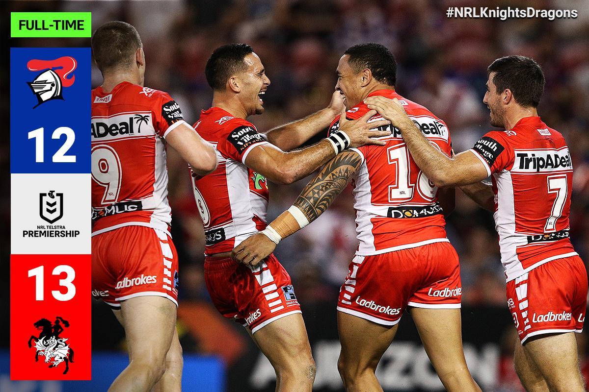 NRL's tweet photo. Heartbreak kid 😁

For the second week in a row, Corey Norman slots the field goal! 

#NRLKnightsDragons https://t.co/Fs64ohzg2Y