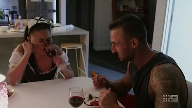 Dee_lou16's tweet photo. Jokes on you Martha you filthy mole. @CjCyrell isn’t afraid to wear her wine  #MAFS https://t.co/e7urSzpHfv