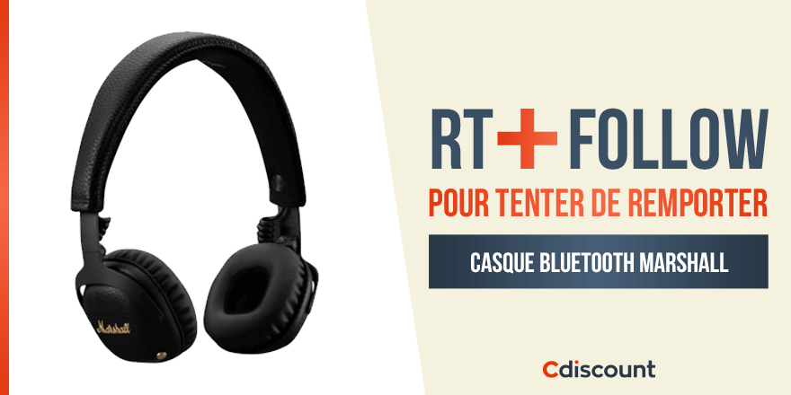 🎁 #Concours

👉 Tentez de remporter un casque audio bluetooth Marshall  : bit.ly/2TZ3UsW !

🔸 Pour tenter votre chance : 
RT + Follow <a href="/Cdiscount/">Cdiscount</a>

TAS 11/04